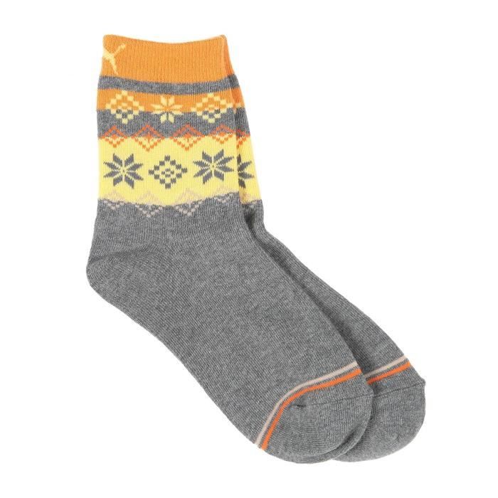 PUMA Chaussettes de Sport Nordic - Femme - Gris et jaune