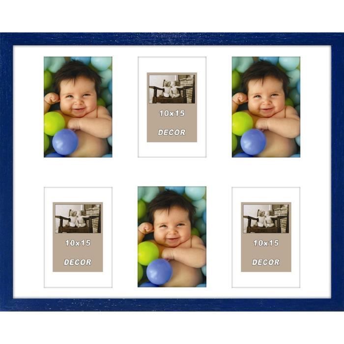 ERIKA Cadre photos pêle-mêle 6 vues 40x50 cm Bleu
