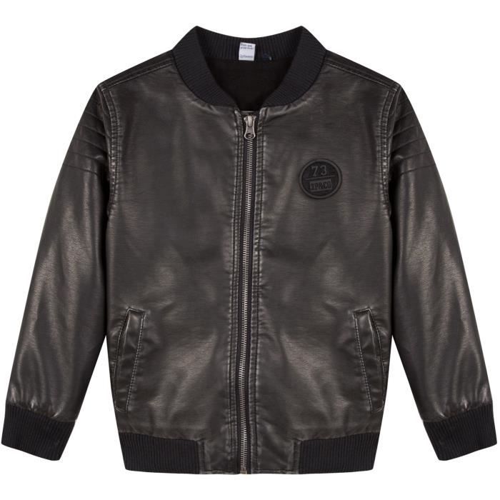 3 POMMES Blouson Noir Enfant Garçon