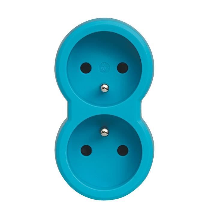 LEGRAND Fiche multiprise 16 A 2x2 P+T 2 sorties frontales bleu