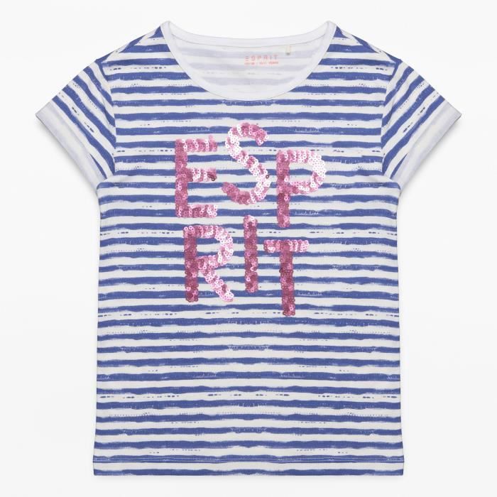 ESPRIT T-Shirt Rayé Bleu et Blanc Enfant Fille