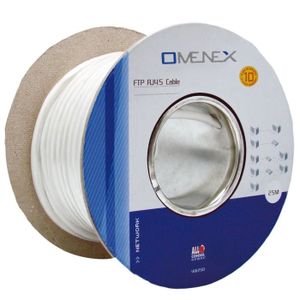 OMENEX Bobine câble RJ45 ? sertir catégorie 5 FTP droit 25m blanc
