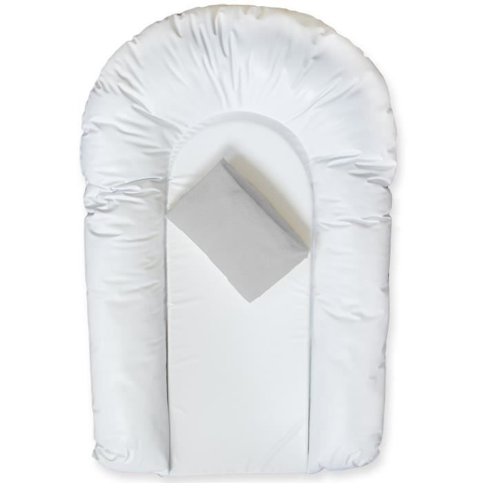 DOMIVA LOT 1 matelas à langer PVC CONFORT forme U + 1 housse éponge bouclette 50x75 cm Perle
