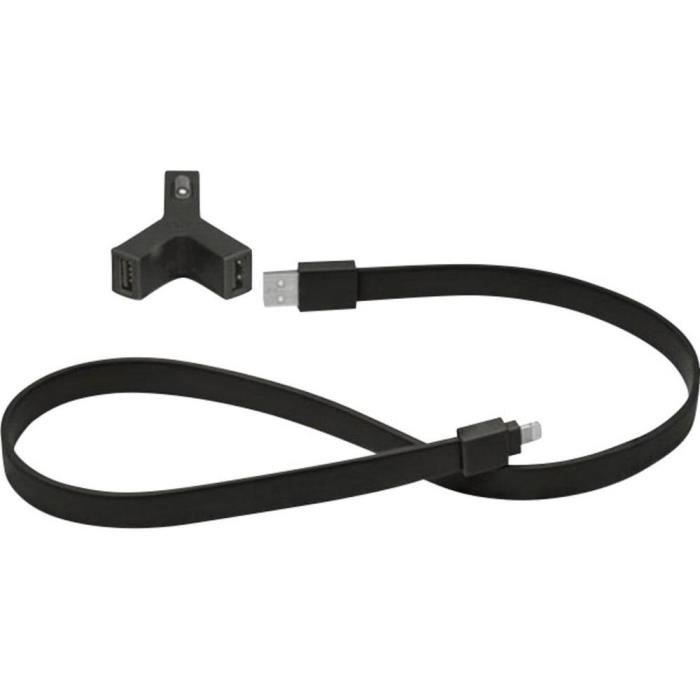 TYLT Chargeur de voiture double prise USB 2.1A + câble plat connexion USB et sortie - pour appareils Apple - 60cm - Noir