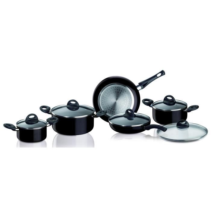 BIALETTI SIMPLICITY Batterie de cuisine 10 pièces 00AGD505 16-20-24-24-28cm noir + Couvercles Tous feux dont induction
