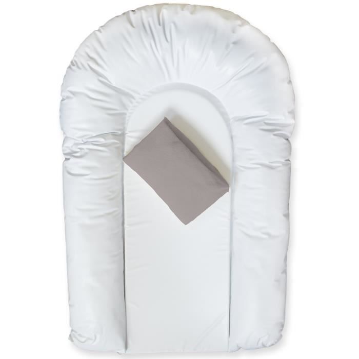 DOMIVA LOT 1 matelas à langer PVC CONFORT forme U + 1 housse éponge bouclette 50x75 cm Taupe