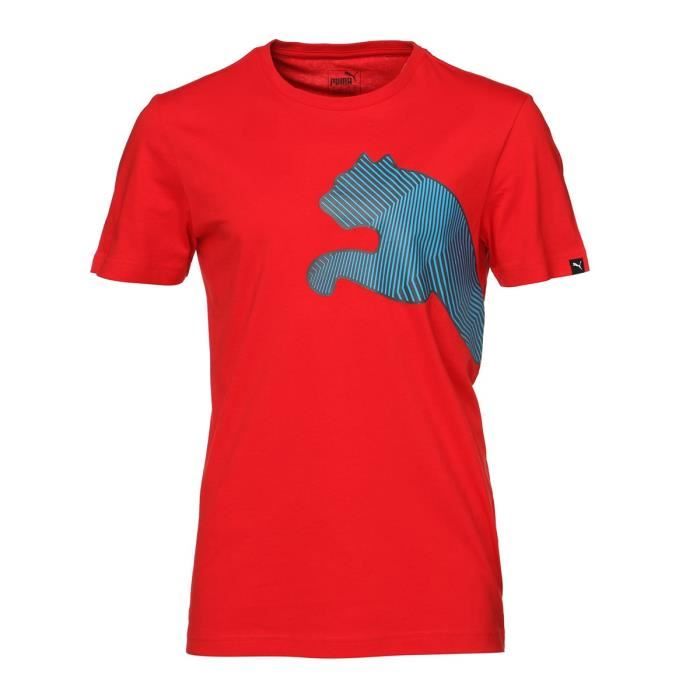 PUMA T-shirt Side Cat Manches courtes - Homme - Rouge
