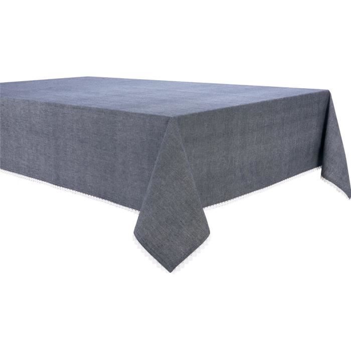 DEKOANDCO Nappe 100% coton Chinny 150x250 cm - Gris bleu