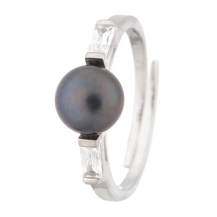 PERLINEA Bague Argent 925° et Perle de Culture Oxydes de Zirconium : Femme