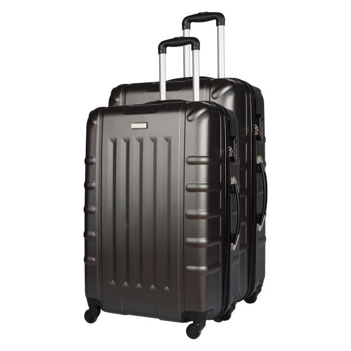 CDB Set de 2 Valises Chariots ABS et PC 4 roues 58-68 cm Noir