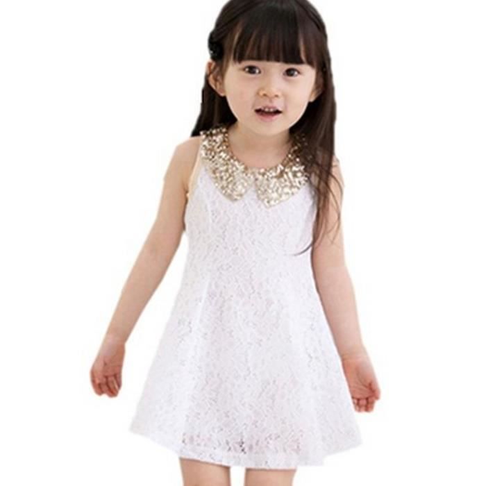 Robe princess fille enfant en dentelle 3ans 8ans Blanc Blanc Achat
