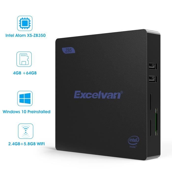 Mini PC Excelvan Z85 4Go+64Go Windows Intel Atom1