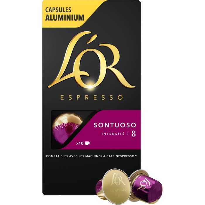 L'OR ESPRESSO Café Sontuoso Intensité 8 - 10 capsules en aluminium