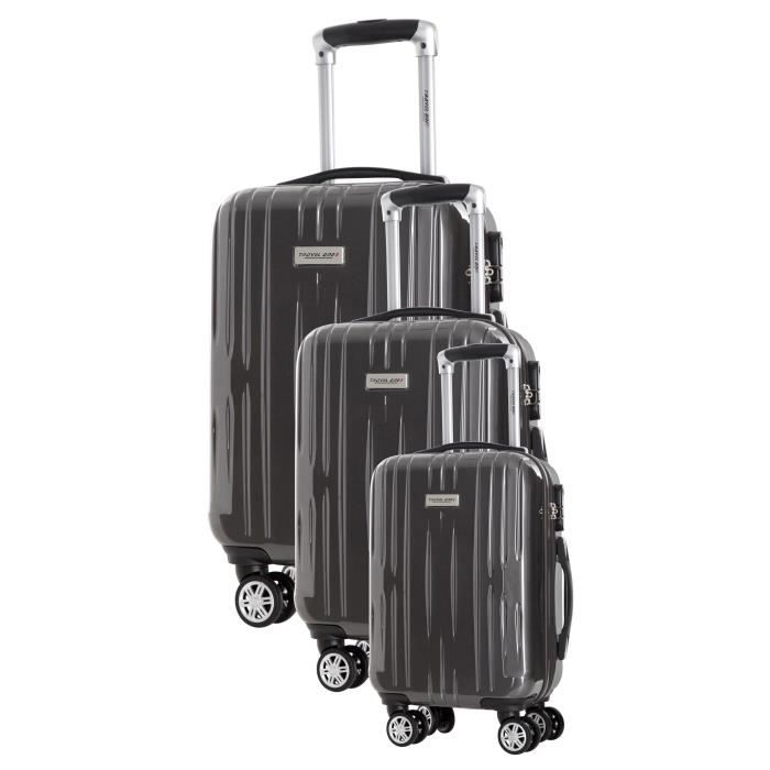 TRAVEL ONE Set de 3 Valises Clifton - Taille S, M et L - 8 Roues - Gris