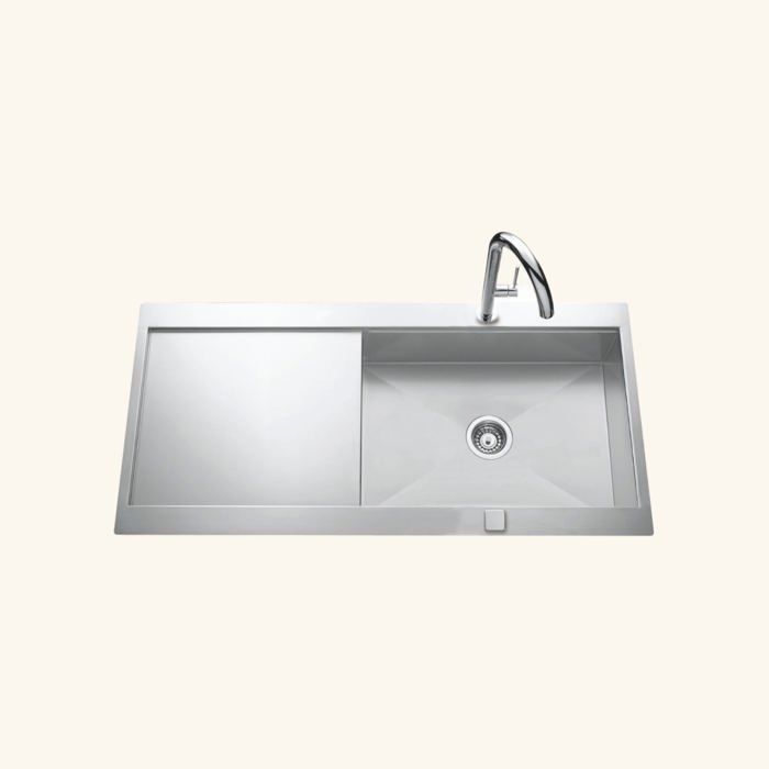 Évier inox lisse rikas 1 grand bac 1 égouttoir cuisissimo - achat