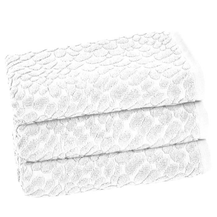 VENT DU SUD Lot de 3 serviettes THALIA - 50x90 cm - Blanc neige