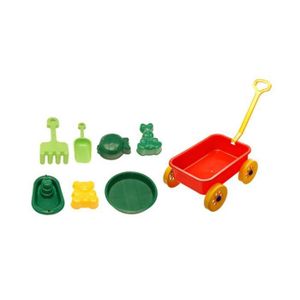 Chariot de plage Garni - avec nombrex jeux de plage : pelle, rateau, moules, bateau