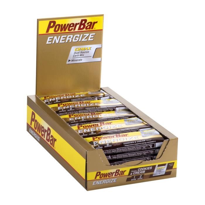 POWERBAR Lot de 25 barres Energize - Cookies et crème - 55 g