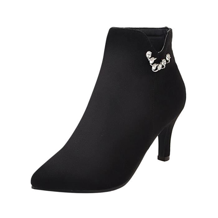 Veberge Zipper Bottines Mode Bottes Femme Haut 11717 Talon Strass Stiletto Side UqxFOag