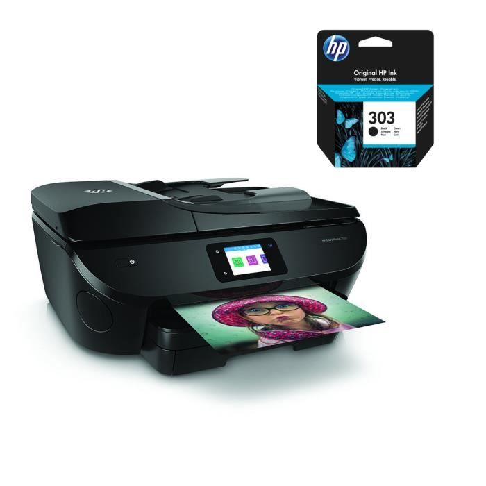 HP Imprimante tout en un Envy Photo 7830 + cartouche d'encre 303 authentique noire