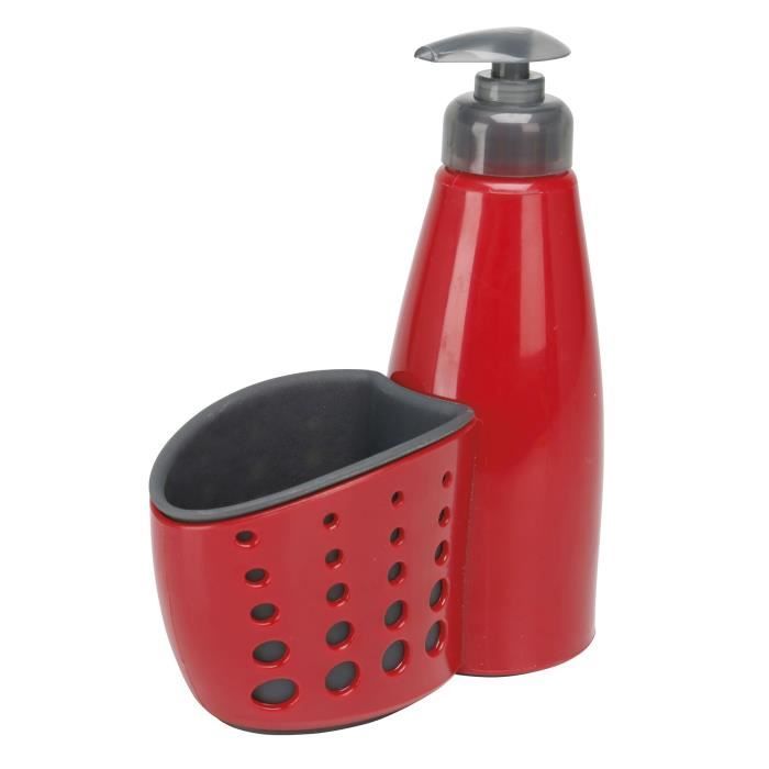 GIMEL Distributeur de savon avec porte-éponge rouge et gris