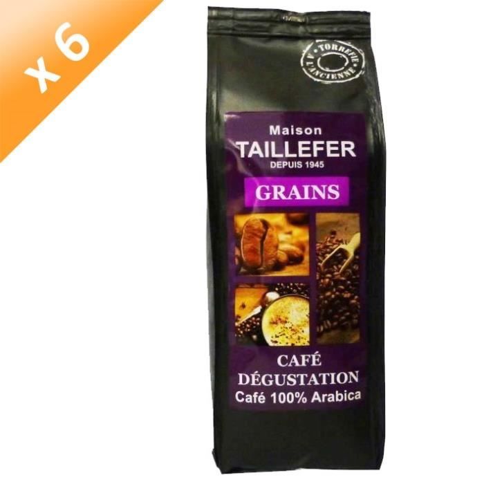 MAISON TAILLEFER Lot de 6 Cafés Dégustation Grains Sachet de 250g