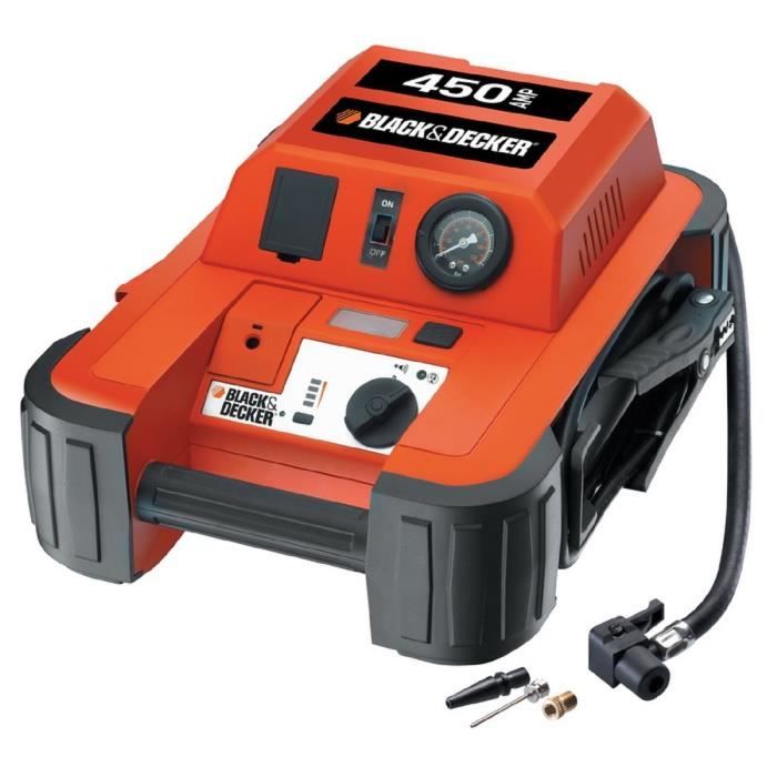 BLACK & DECKER BDJS450i Aide au Démarrage 450A avec Compresseur Rouge et Noir