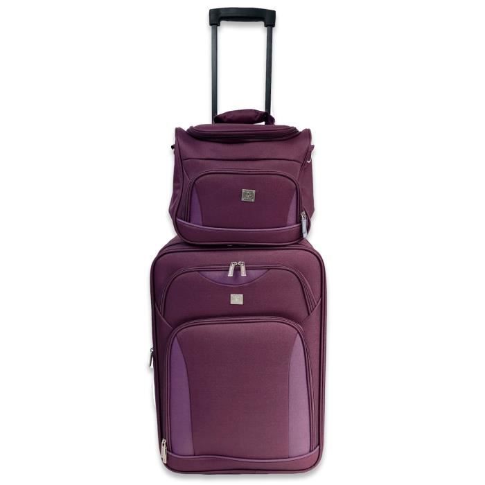KINSTON Set de Valise cabine et Vanity assorti Milos - Avec poignée Trolley - Violet