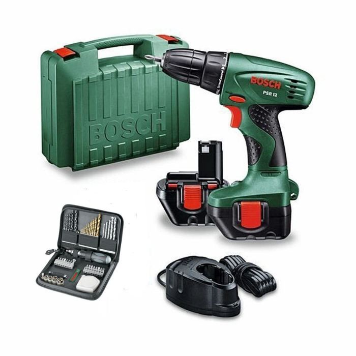 PERCEUSE   VISSEUSE BOSCH Perceuse PSR 12 + 2 batteries+46 accessoires