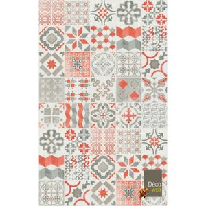 TAPIS Tapis Vinyle 100x200 cm - Carreaux de ciment rouge