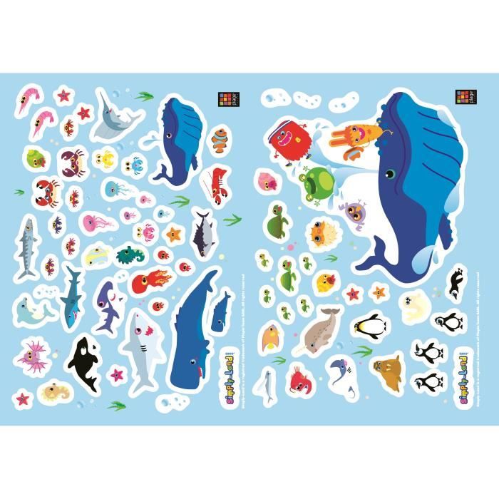 PLAGE Stickers adhésif mural Taille S - Animaux marins2 planches 29,7 x 21 cm, divers motifs