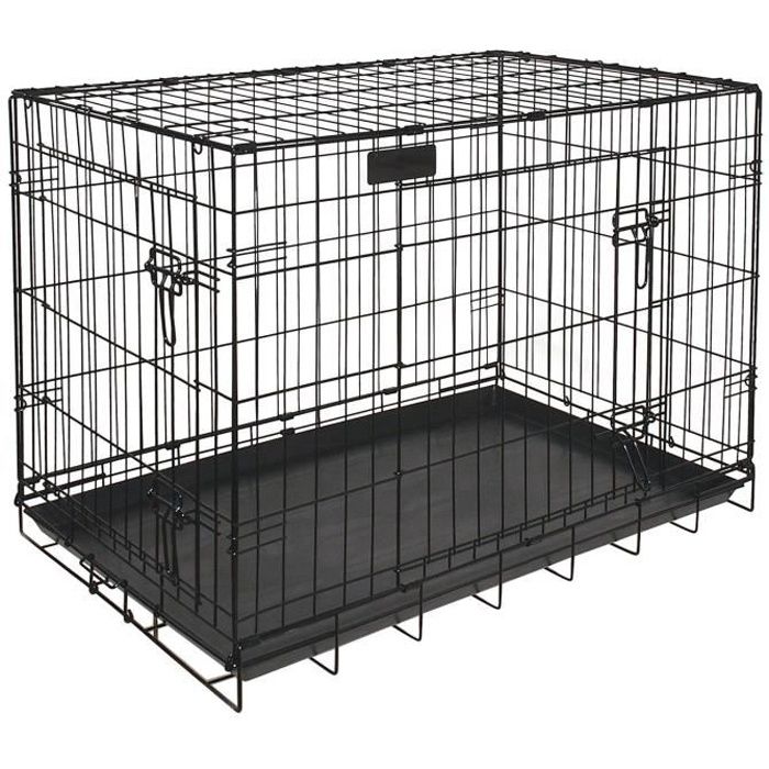 RIGA cage pliable chiens GM - L 91 x l 58 x H 66 cm - Grands chiens - Noir