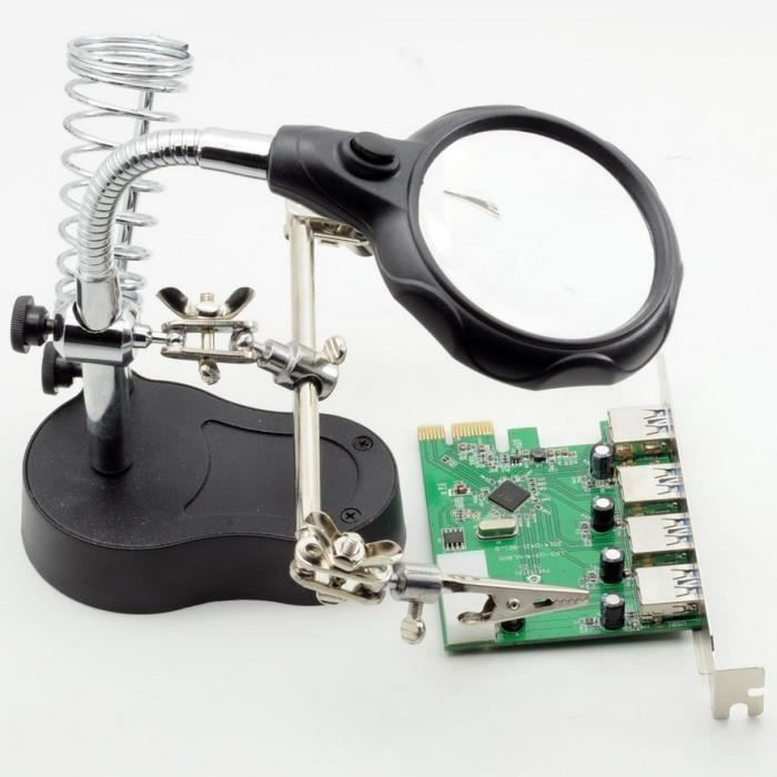 Loupe Agrandissement x3.5 Lampes LED avec Pied réparation ...
