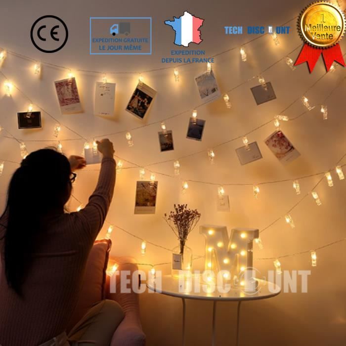 TD® Pinces photo transparent mur étoiles avec lumière LED ...