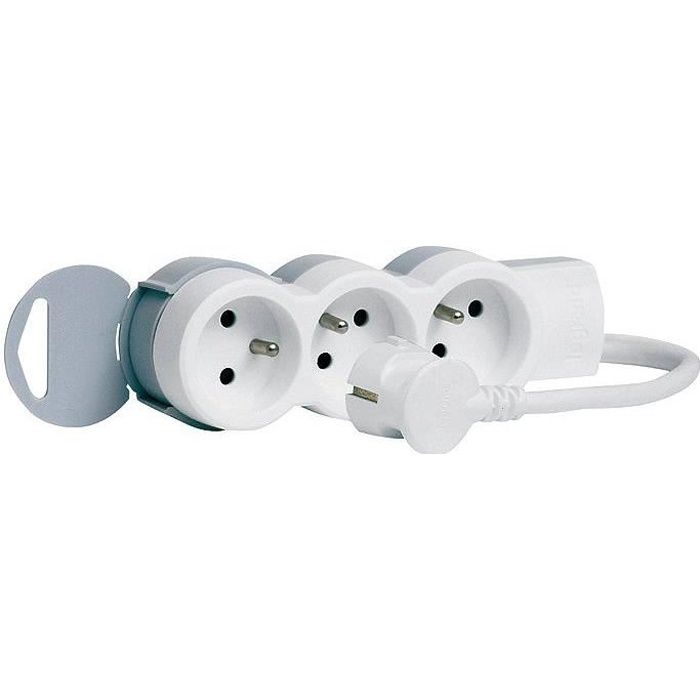 LEGRAND Rallonge multiprise standard 3x2 P+T cordon 1,5 m blanc et gris