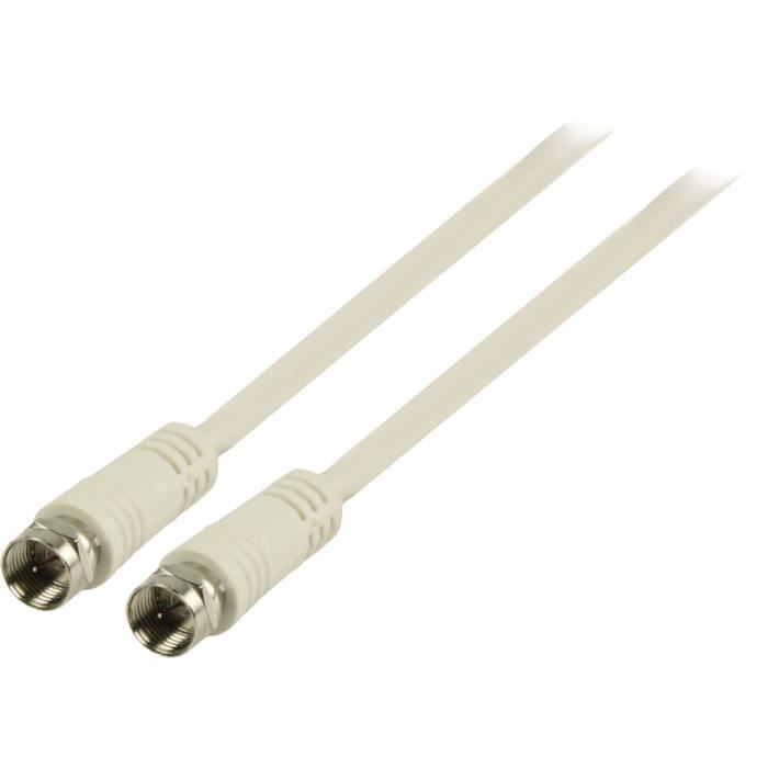 VALUELINE VLSP41000W30 Câble antenne F M - F M F mâle - F mâle 3.00 m - Blanc