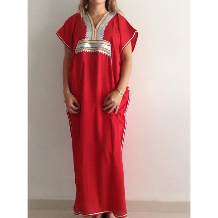 Djellaba Femme Premium Rouge - Caftan Marocain Abaya Style Oriental