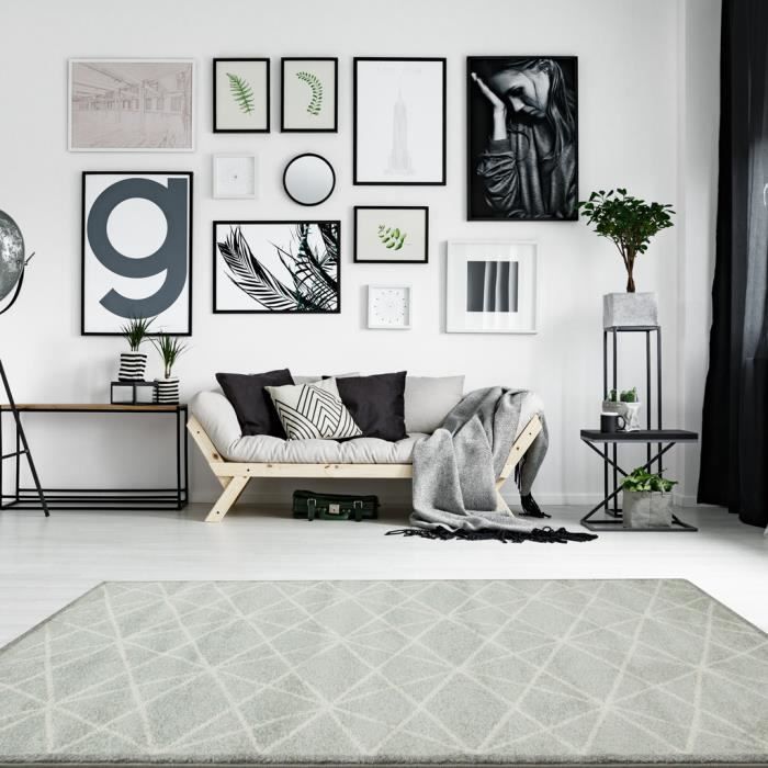 Tapis De Salon Rio Motif Géométrique Scandinave Simple Gris Argenté 80cm X 150cm 27 X 411