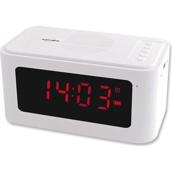 INOVALLEY RV17W Radio réveil Bluetooth - Blanc