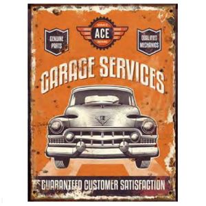 Plaque Décorative en Métal GARAGE SERVICES Orange - Déco ...