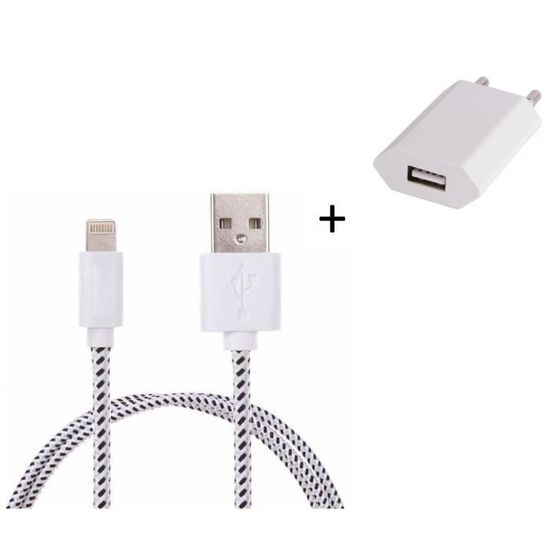 Apple Connecteur Cable Smiley LED + Prise Secteur USB Shot Case Couleur Rouge Pack Chargeur pour IPHONE 8 Plus Lightning