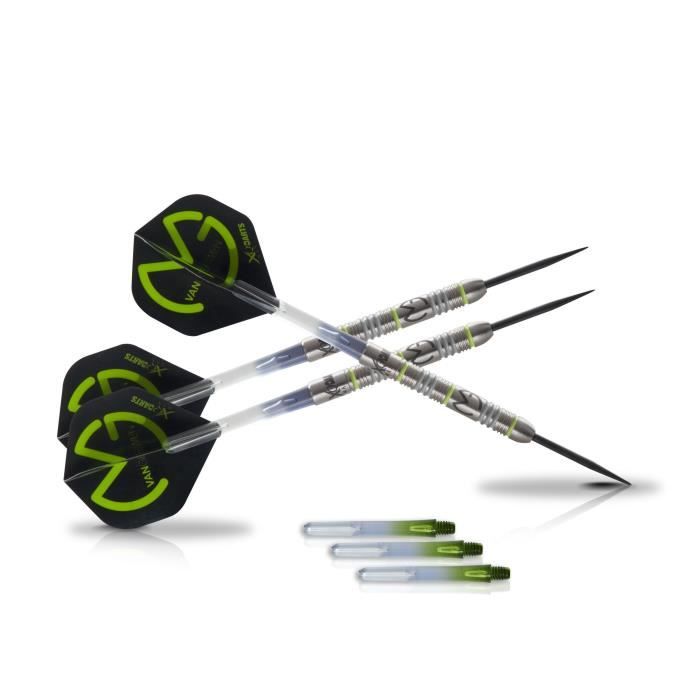 XQ Max Fléchettes de 23 grammes Michael van Gerwen Green Demolisher - 70% tungstène - Pointe acier