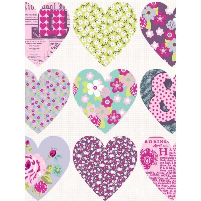Coeur de patchwork Papier Peint - Violet Arthouse 668501 ...