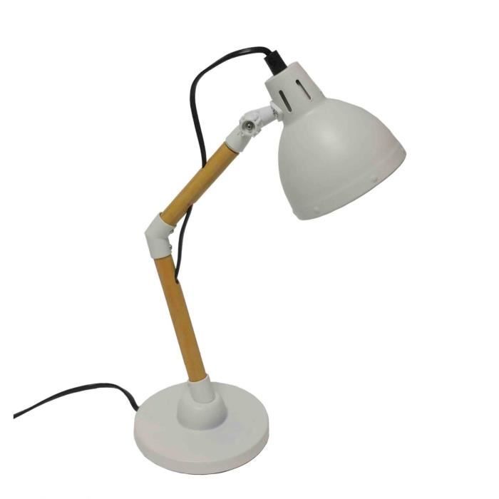 De Bureau Avec Bras Articulé Lampe Métal Et En Blanc Coloris Bois XZkPTwOiu