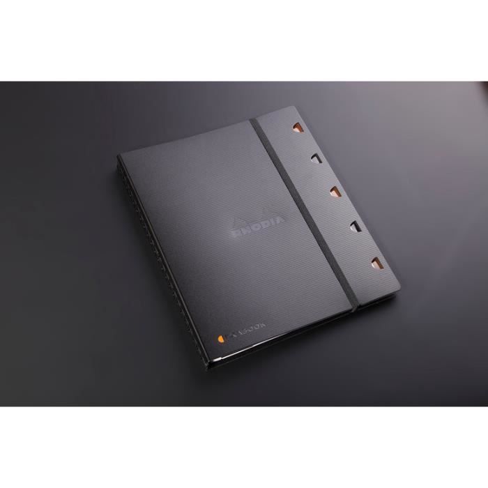 RHODIA - Cahier Organizer EXABOOK - 25 x 30,5 - Rechargeable - 160 pages Seyes - 4 trous - Polypropylene opaque noir