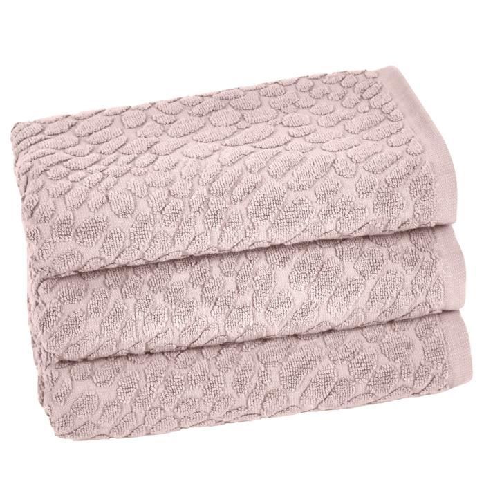 VENT DU SUD Lot de 3 serviettes THALIA - 50x90 cm - Rose