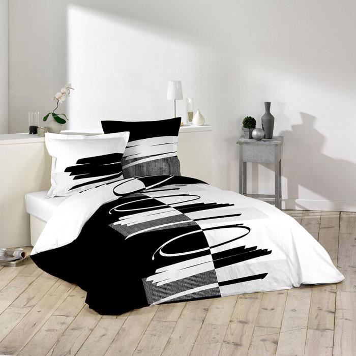 Housse de couette noir et blanc - Achat / Vente Housse de ...
