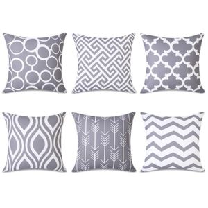 HOUSSE DE COUSSIN Topfinel 6 Pcs Housse de Coussin Toile Carré Décor