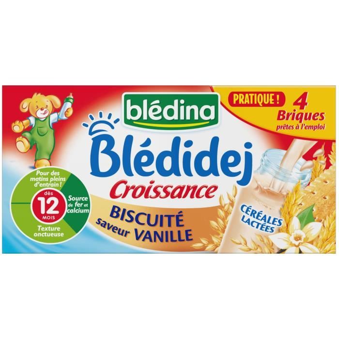 BLEDINA Bledidej Croissance Lait et cereales biscuite saveur vanille 4x250 ml Des 12 mois