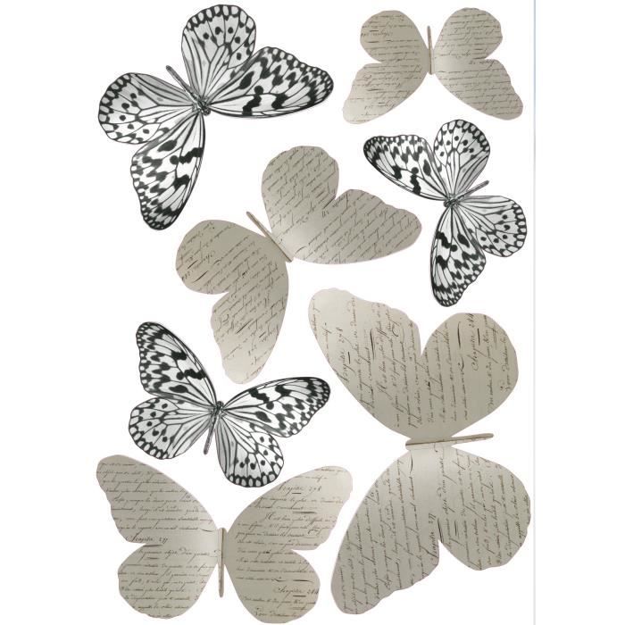 Sticker déco Papillons 3D Rêveries PVC Beige